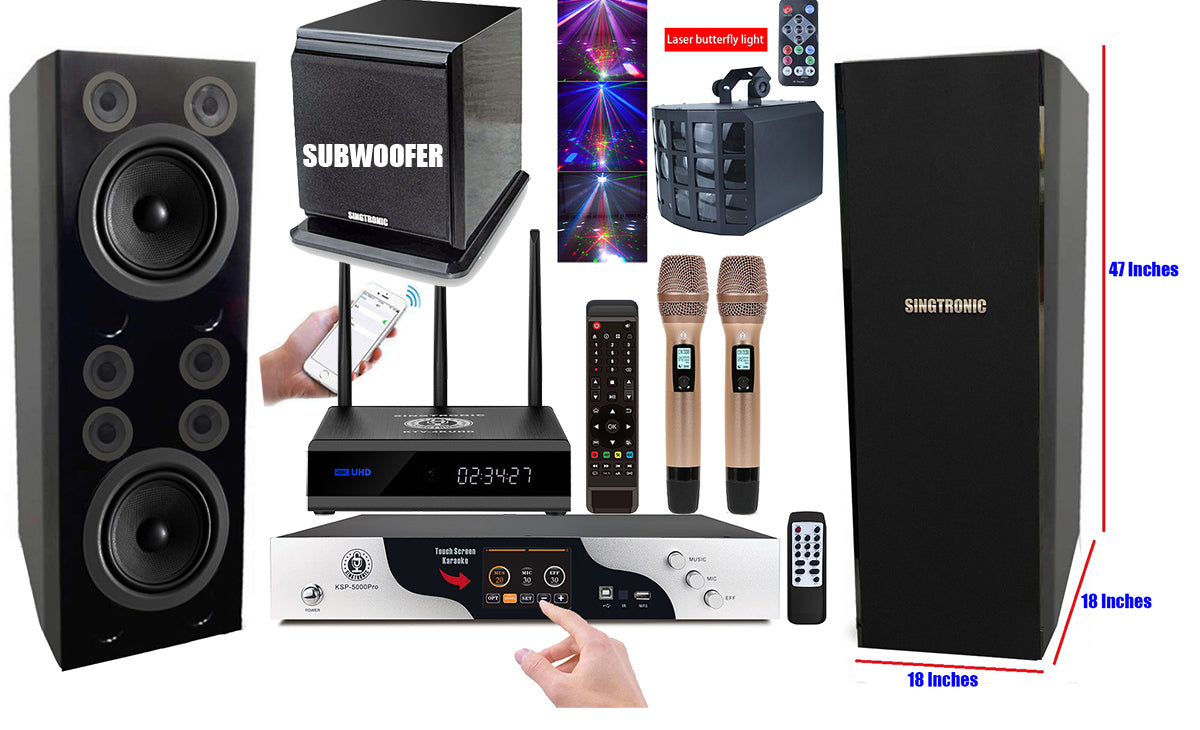 Singtronic Professional Complete Karaoke System 5500W Built in Anti-Feedback & Free: 70,000 Songs