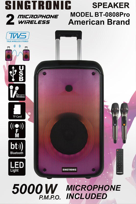 Singtronic BT-0808Pro 500W Portable Karaoke System Bluetooth Speaker