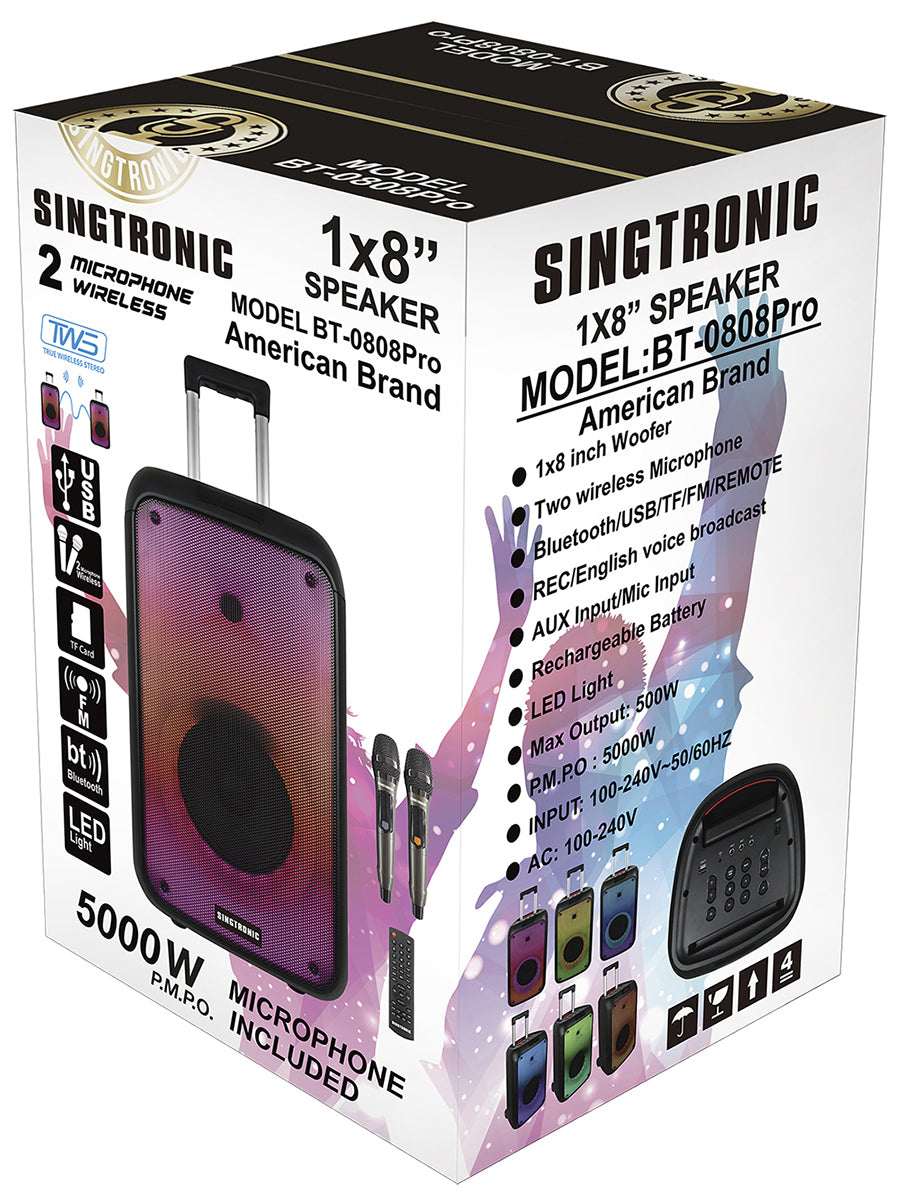 Singtronic BT-0808Pro 500W Portable Karaoke System Bluetooth Speaker