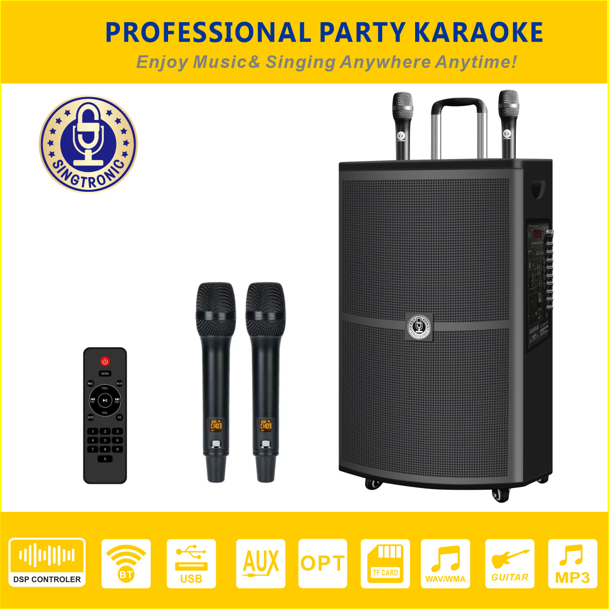 Professional 1500W Rechargeable 15" Bluetooth All-in-One Karaoke System