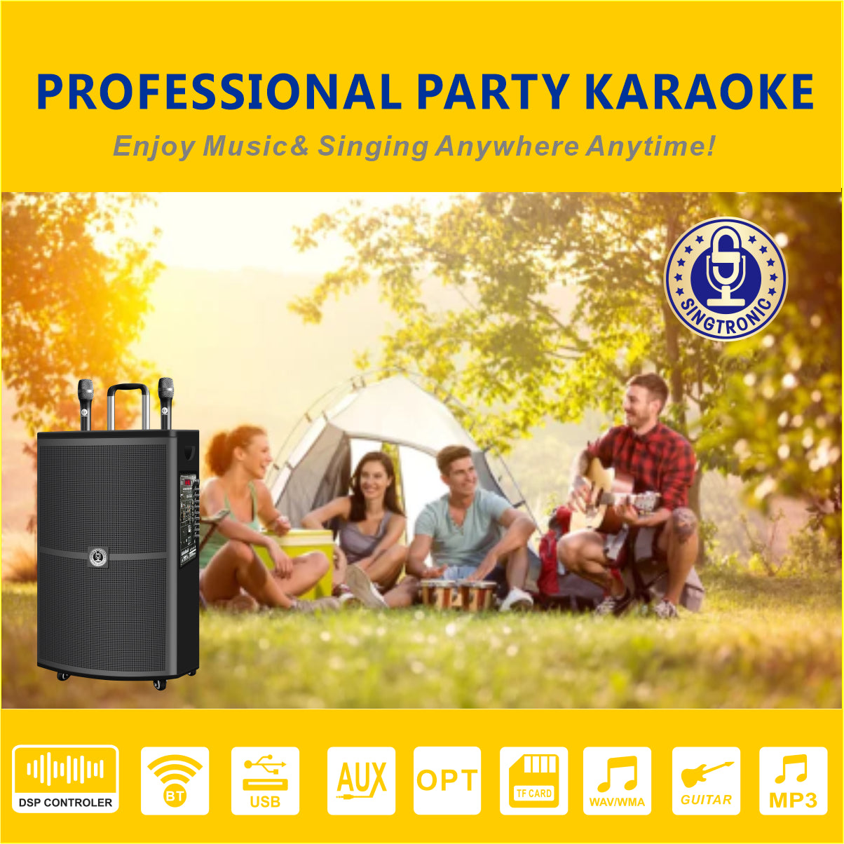 Professional 1500W Rechargeable 15" Bluetooth All-in-One Karaoke System