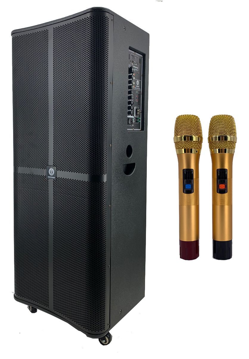 Singtronic BT-1515Pro Professional Portable 15" Double Woofer 3-Way Bluetooth Speaker Karaoke System