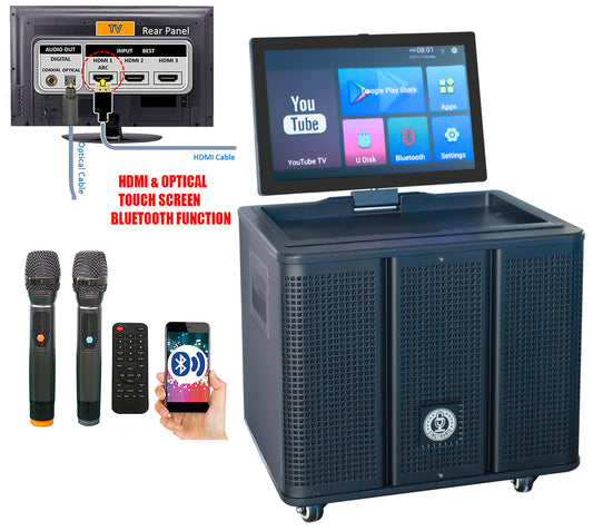 Singtronic BT-369Pro Professional Portable Karaoke System Bluetooth Speaker 15.6" Touch Screen