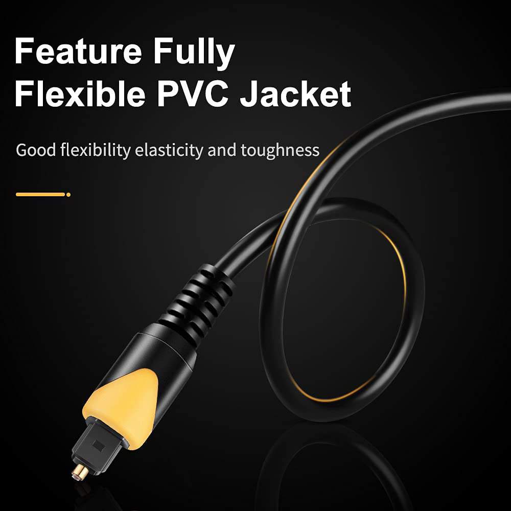 Digital 6ft Optical Audio Cable Tosklink to Tosklink Optical Fiber Optic Cable