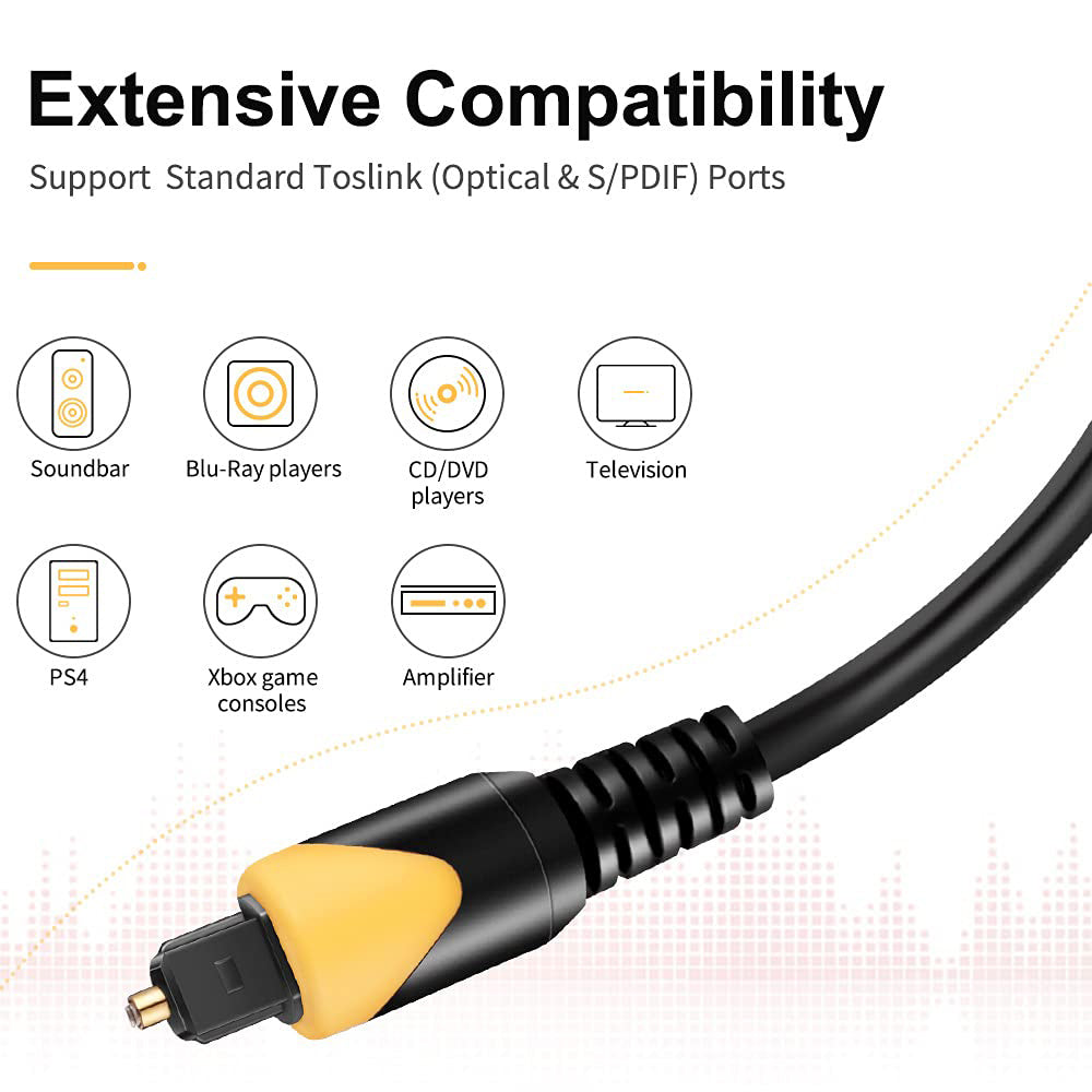 Digital 6ft Optical Audio Cable Tosklink to Tosklink Optical Fiber Optic Cable