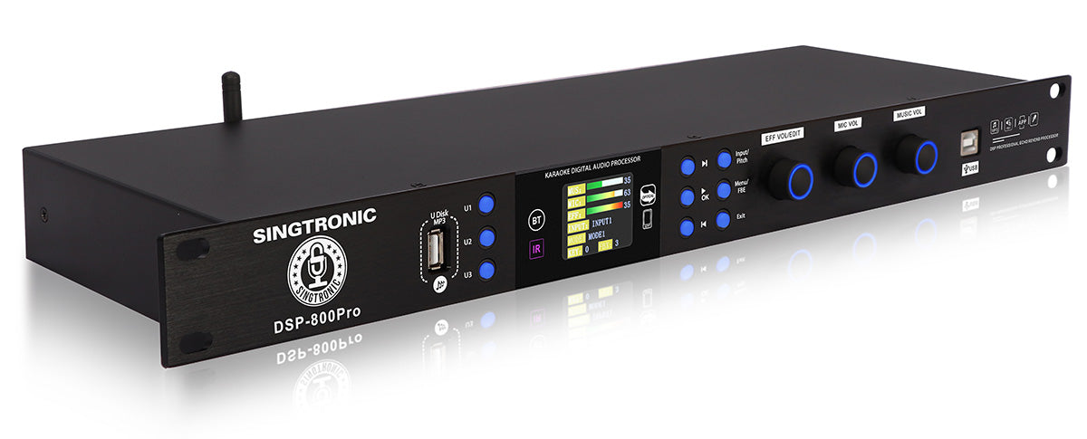Karaoke Digital Processor, Mixer, Anti-Feedback with Remote & Phone Apps