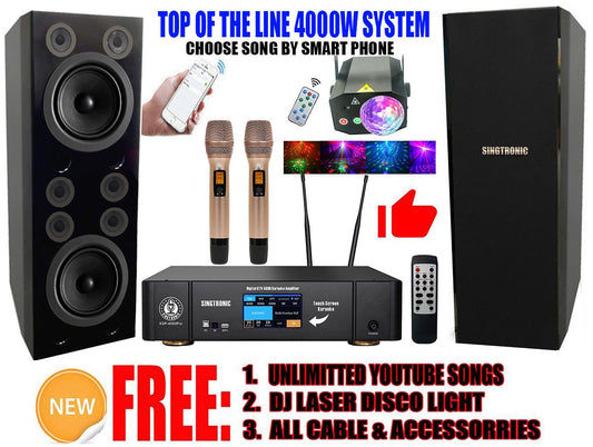 YouTube Karaoke System via iPhone / iPad & PC Android Tablet by Sintronic Professional 4000W Karaoke System