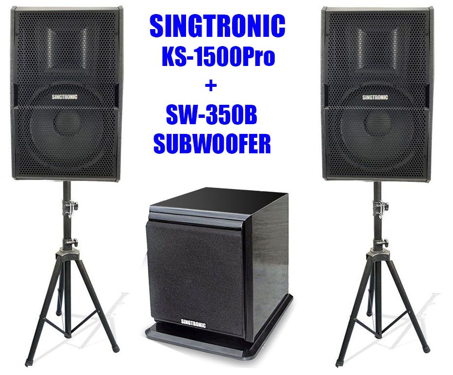 Singtronic KS-1500Pro Professional 1500W + 1500W Vocalist Karaoke Speaker + Singtronic SW-350B Power Subwoofer
