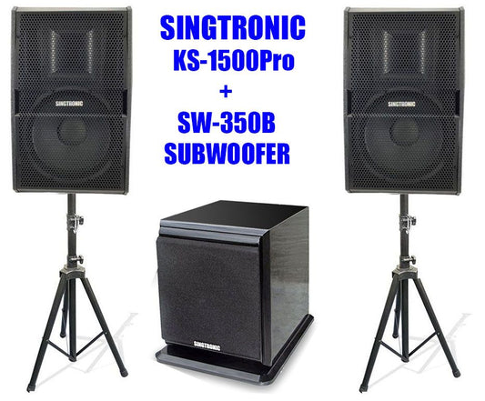 Singtronic KS-1500Pro Professional 1500W + 1500W Vocalist Karaoke Speaker + Singtronic SW-350B Power Subwoofer