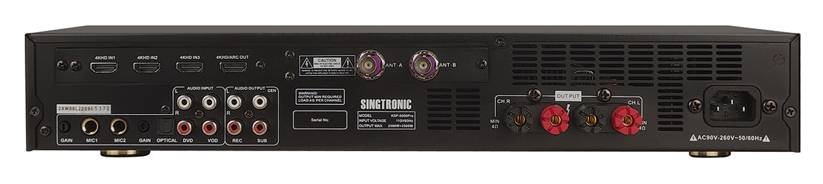 Professional Mixing Amplifier 5000W Digital 3 in 1 Anti-feedback Mics. by Singtronic