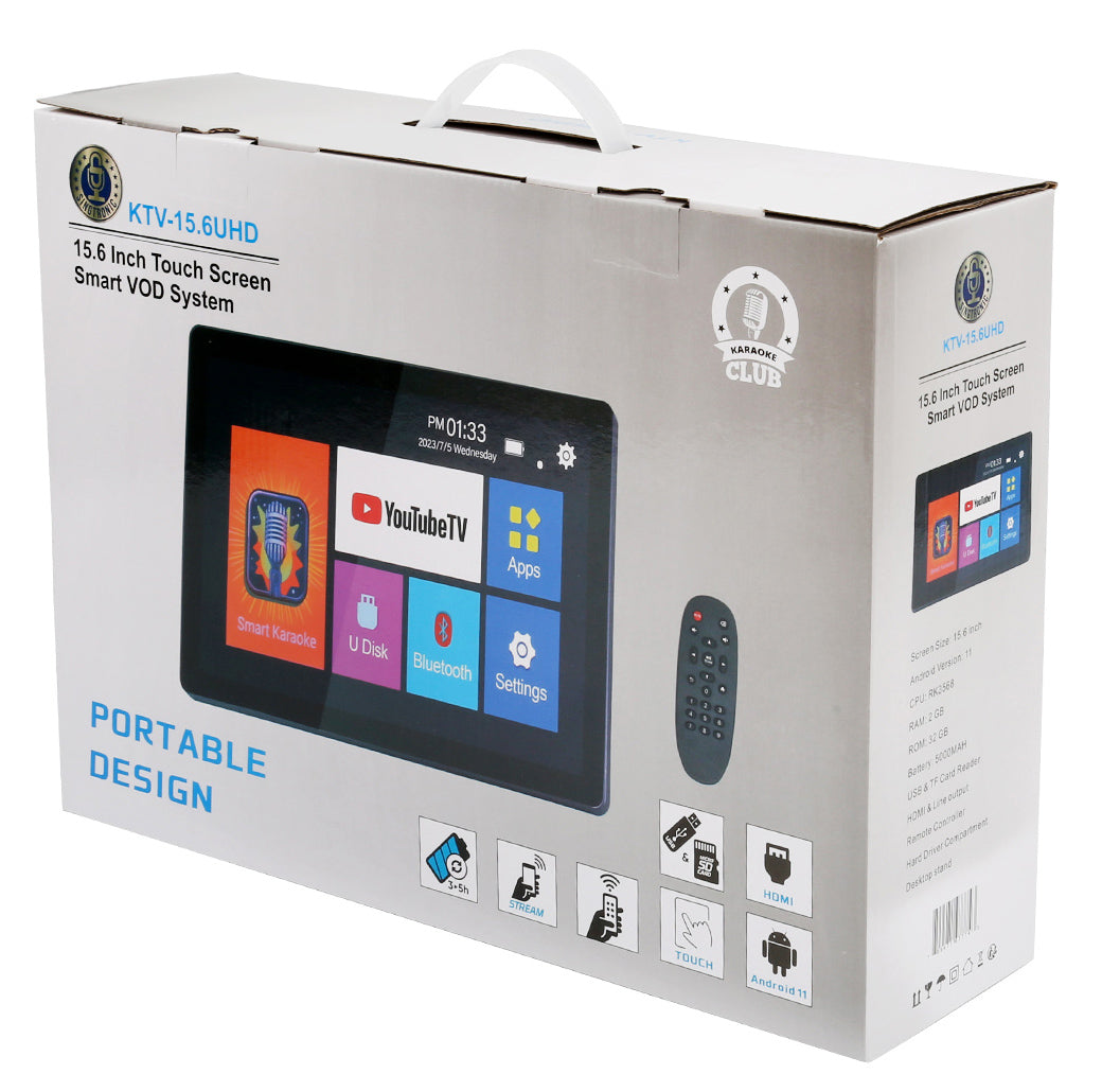 Singtronic KTV-15.6UHD Professional 16" Touch Screen Tablet Karaoke w/o Hard Drive