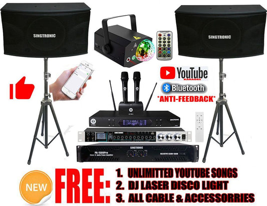 Singtronic Professional 3000W Youtube Karaoke System select songs by Iphone / Ipad & Android Tablets