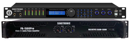 Professional Class D 3000W Power Amplifier + Digital Karaoke Processor Mixer