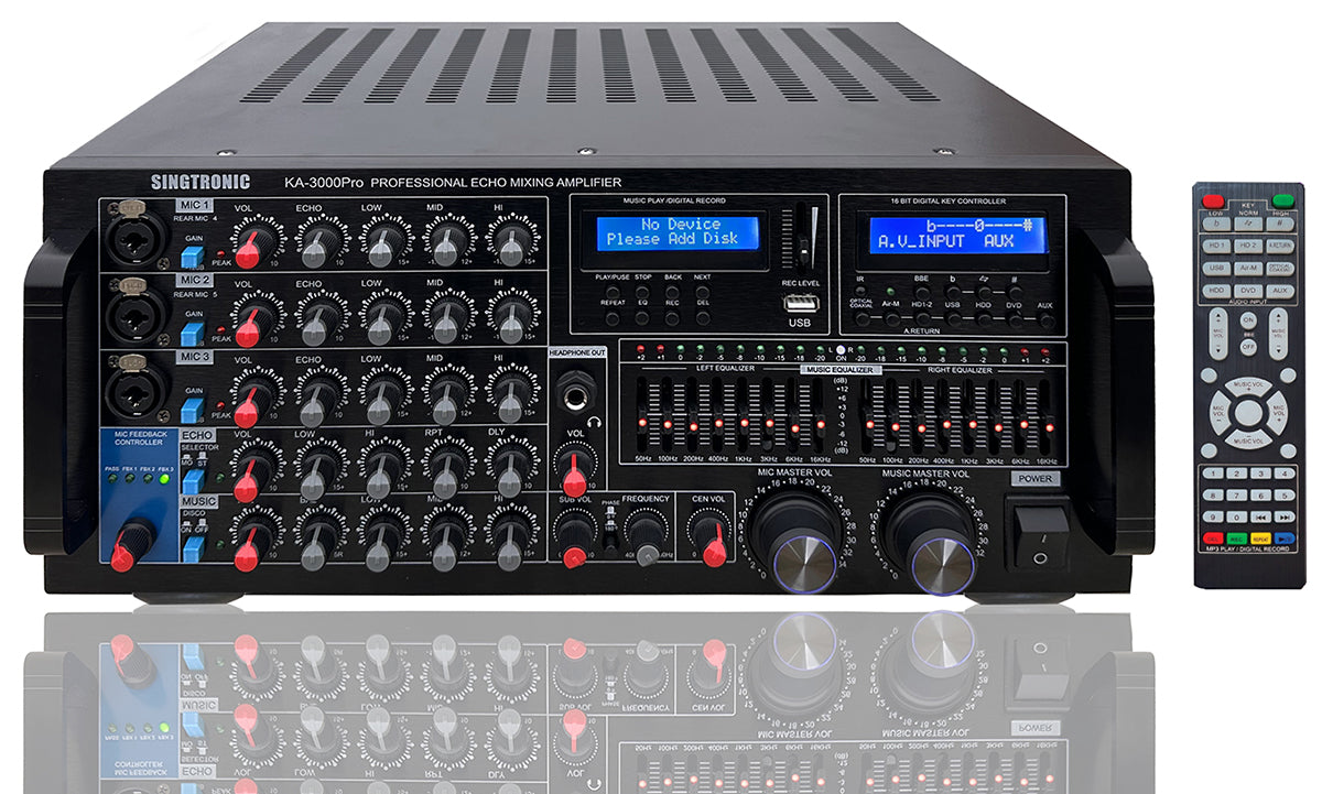 Professional Karaoke Mixing Amplifier 3000W with Anti-Feedback by Singtronic
