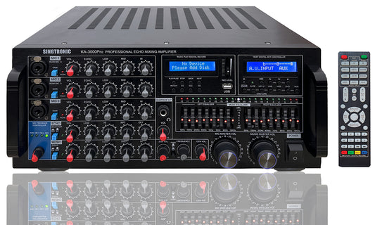 Professional Karaoke Mixing Amplifier 3000W with Anti-Feedback by Singtronic