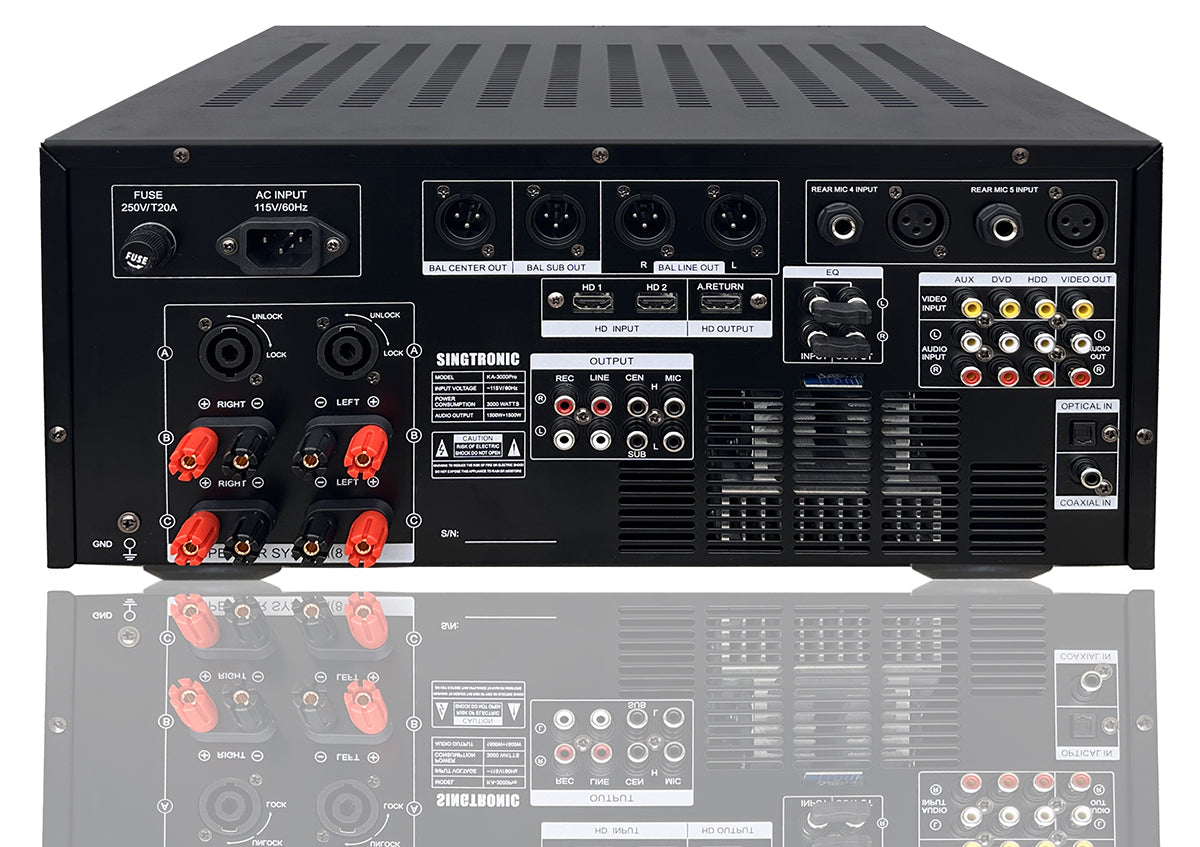 Professional Karaoke Mixing Amplifier 3000W with Anti-Feedback by Singtronic