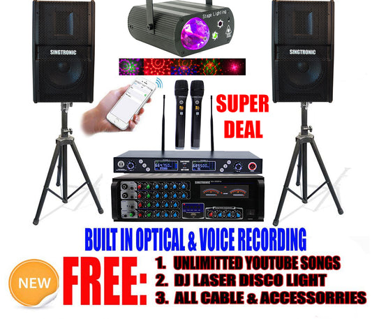Singtronic Complete 2000W Youtube Karaoke System via Iphone, Ipad, Android PC