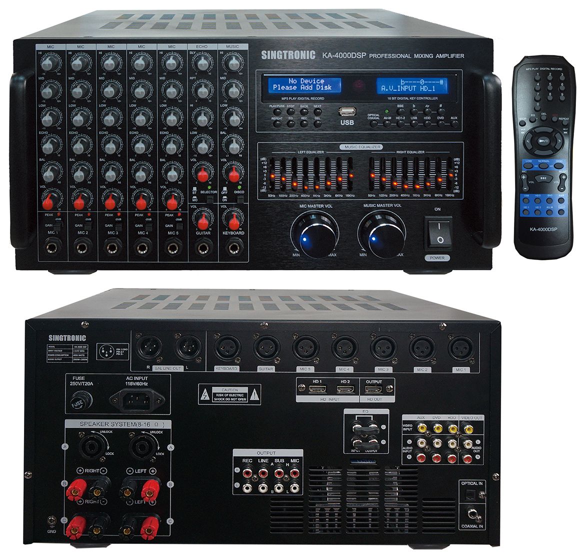 Singtronic KA-4000DSP Professional DJ/KJ 4000W Console Mixing Amplifier Karaoke