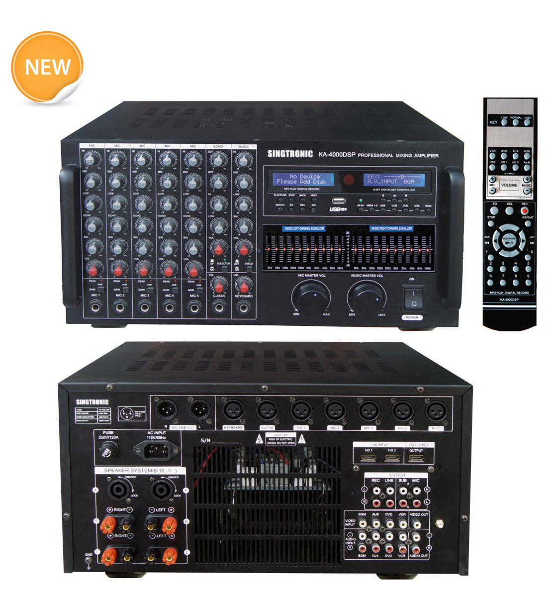 Singtronic KA-4000DSP Professional DJ/KJ 4000W Console Mixing Amplifier Karaoke