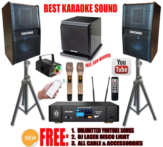 Singtronic Professional 4000W Karaoke System Unlimited YouTube Songs via iPhone & PC Tablets