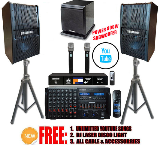 Singtronic Professional Complete 4000W Karaoke System Built in Anti-Feedback Mics. & Subwoofer