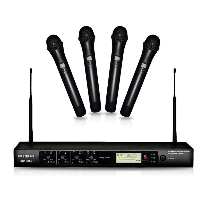 Singtronic UHF-3000 Professional 4 x Rechargeable Wireless Microphone Karaoke System