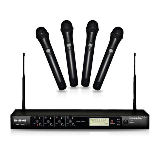 Singtronic UHF-3000 Professional 4 x Rechargeable Wireless Microphone Karaoke System
