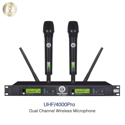 Singtronic UHF-4000Pro-Black Professional Digital Dual PLL Wireless Microphone Karaoke System