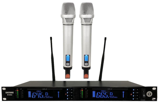 Singtronic UHF-4500Pro Professional Digital Dual PLL UHF True Diversity Wireless Microphone Karaoke System Built in Feedback Control