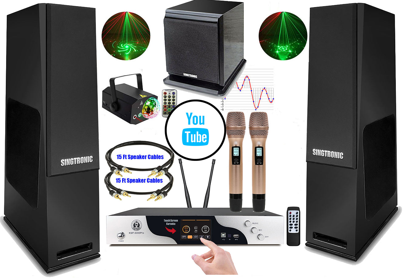 Singtronic Complete 5000W Karaoke System with Subwoofer via Youtube by Singtronic
