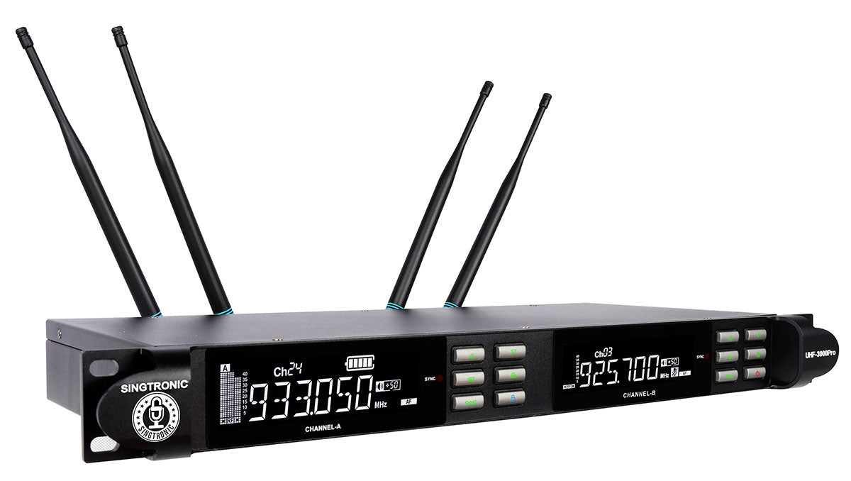 Singtronic UHF-3000Pro Professional True Diversity Dual Wireless Microphone High Freq. 900Mhz