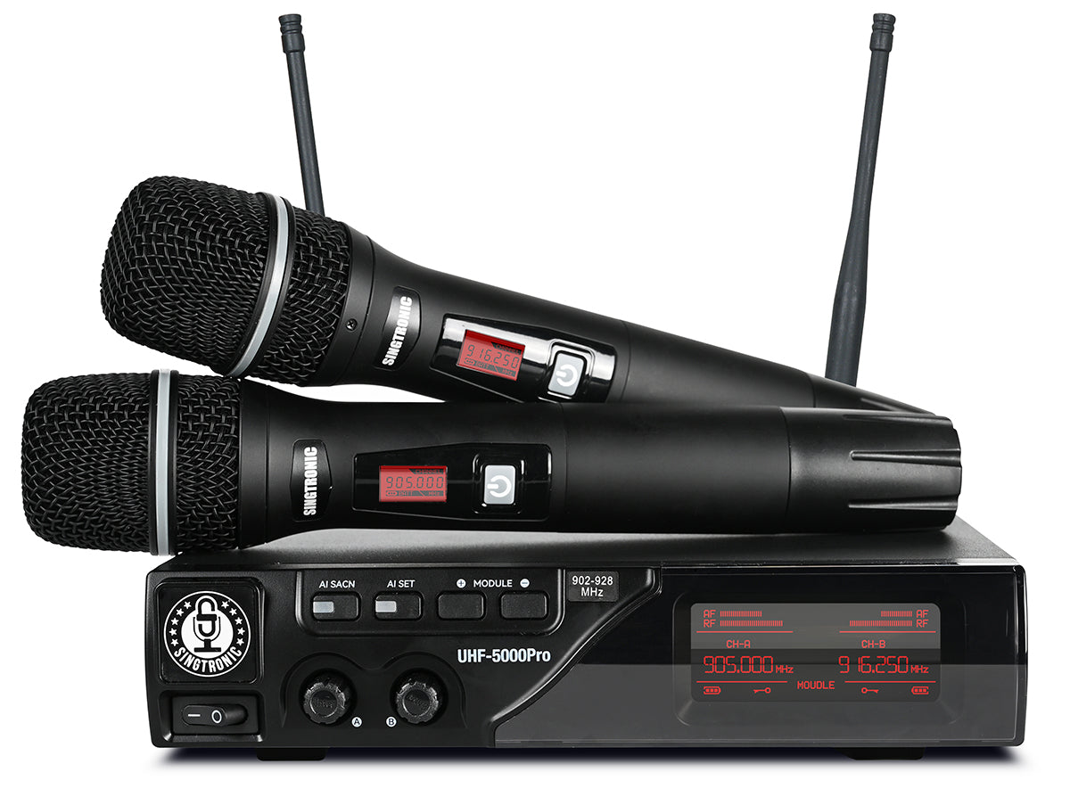 Singtronic UHF-5000Pro Digital Professional Dual UHF Wireless Microphone System (Freq. 900Mhz, Anti-Feedback)