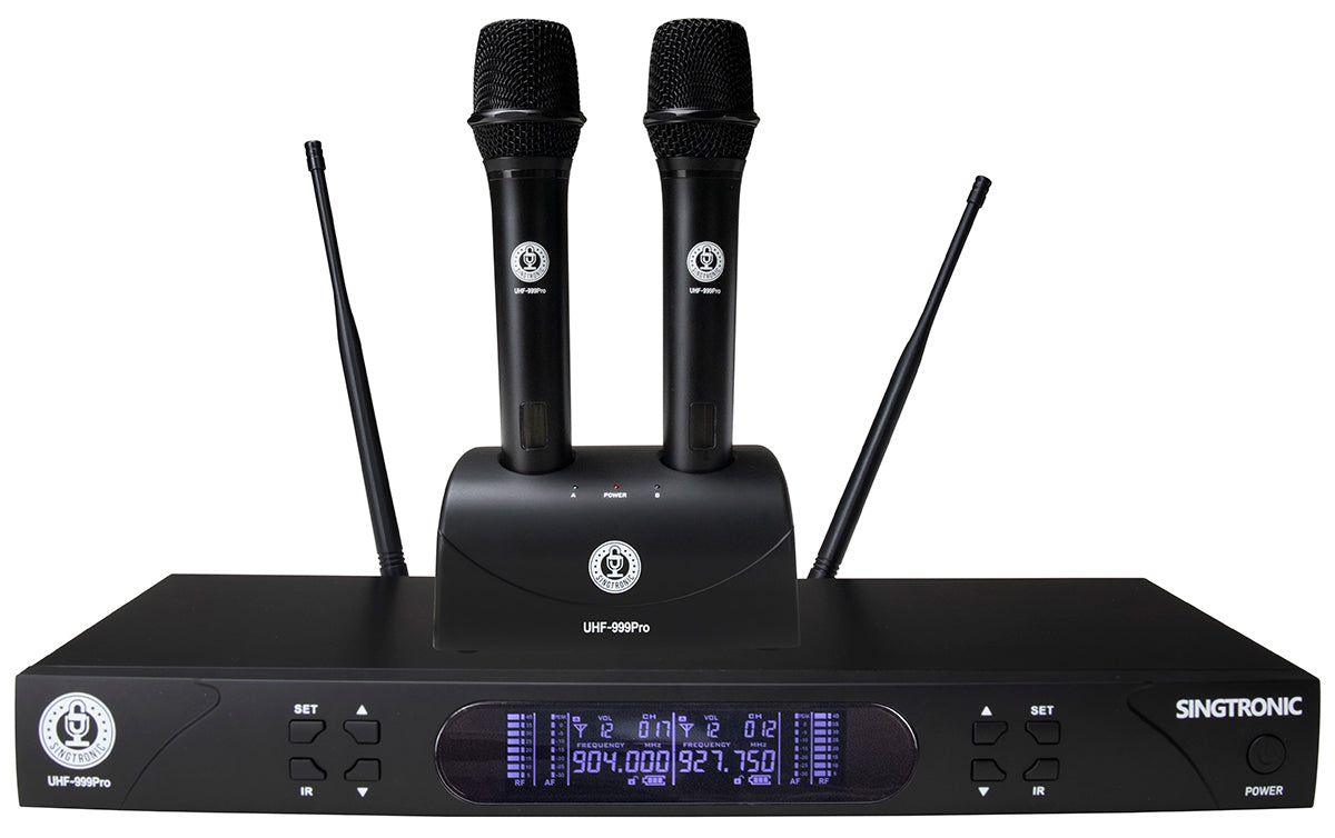 Singtronic UHF-999Pro Professional Dual UHF Rechargeable Wireless Microphones Karaoke System