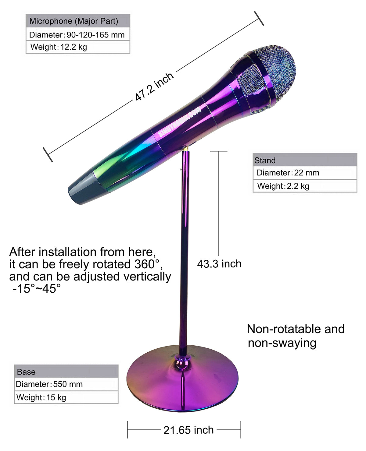 Singtronic UHF-GM22 Professional Giant Single Wireless Microphone Karaoke