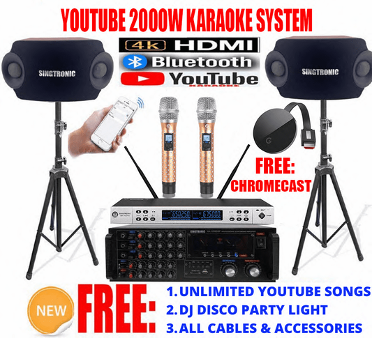 Newest: 2020 Youtube Karaoke System by Iphone/Ipad & Pc Tablet Professional 2000W Complete Karaoke System Special Built in HDMI, Bluetooth Best Seller