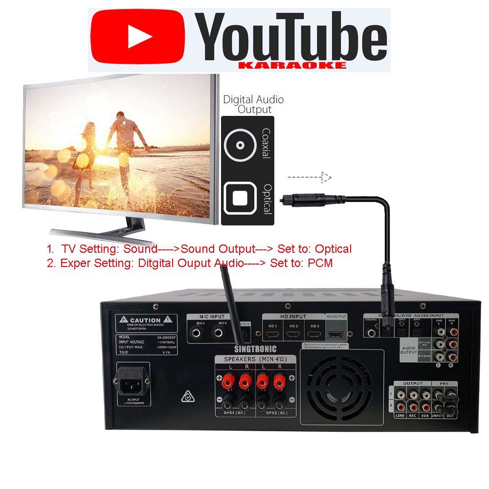 Youtube Karaoke System by Iphone/Ipad & Pc Tablet Professional 2500W Complete Karaoke System Special Built in HDMI, Voice Record, Bluetooth & Optical / Coax Free: Gifts