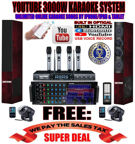 Singtronic Professional 3000W YouTube Karaoke System Control by iPhone & Android