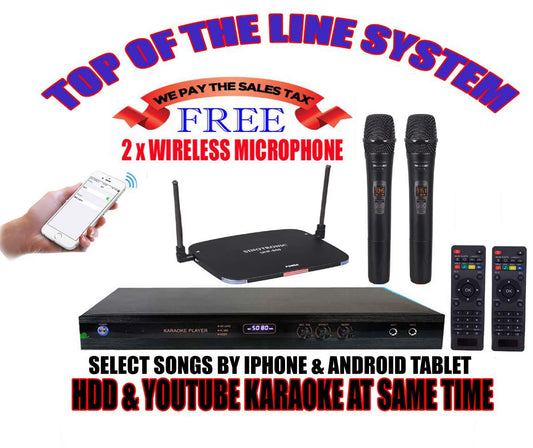 Singtronic KTV-9000UHD Professional 2TB Hard Drive Player Package with UHF-550 Dual Wireless Microphone Free: 40,000 Songs & Unlimited Youtube Karaoke